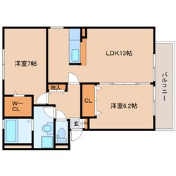 奈良駅 バス5分  大安寺下車：停歩11分 2階の物件間取画像